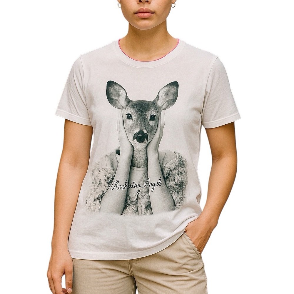 Rockstars & Angels Bambi Tee Shirt Women Color White Size S